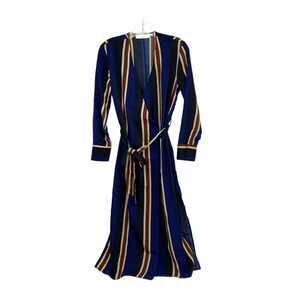 Astr Blue Striped Wrap Midi Dress | Women’s XS Regular